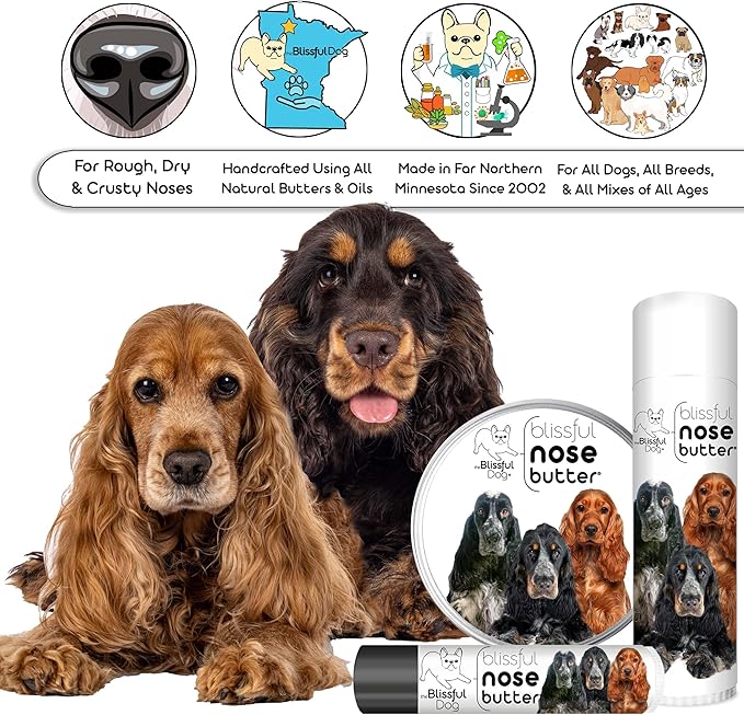 The Blissful Dog English Cocker Spaniel Unscented Nose Butter - Dog Nose Butter, 8-Ounce