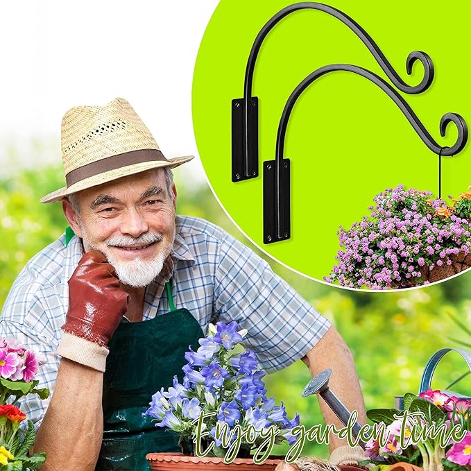AJART Hanging Plant Hanger Outdoor: 2 Pieces Bird Feeder Wall Hooks - 16-Inch Heavy-Duty Plant Bracket Hook for Hanging Flower Baskets