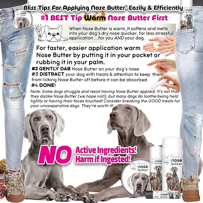 The Blissful Dog Weimaraner Nose Butter, Versatile Dog Nose Balm for Dry Nose, Handcrafted Nose Moisturizer, Easy-to-Apply Dog Essentials, Unscented, 2 oz.