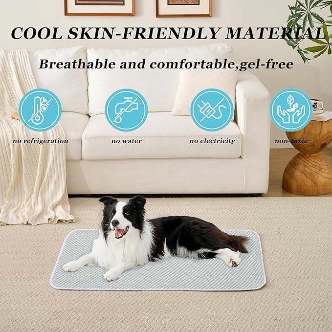 MICROCOSMOS Pet Cooling Mat & Sleeping Pad- Breathable Bubble Surface, EZ Clean. Keep Cooling for Pets, Kids and Adults in Summer.(GreyWhite, 36" x 24")