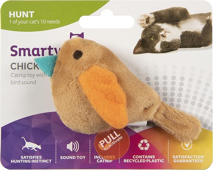 SmartyKat Chickadee Chirp Electronic Sound Cat Toy, Contains Catnip, Battery Powered - Light Brown, One Size