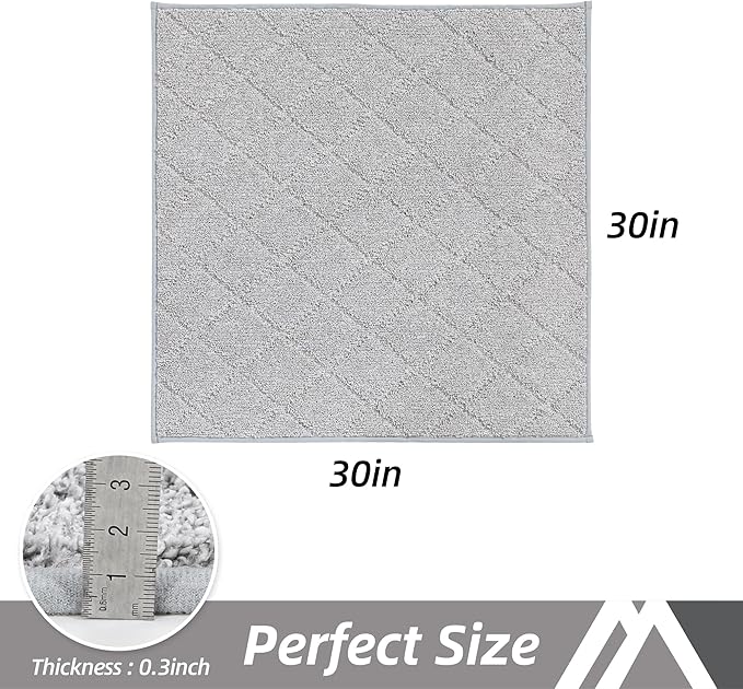 COSY HOMEER Edging Stair Treads Non-Slip Corner Indoor Stair Runners for Wooden Steps,Landing Slip Resistant Stair Rugs Mat for Kids and Dogs,100% Polyester TPE Backing,Grey,30x30 inch