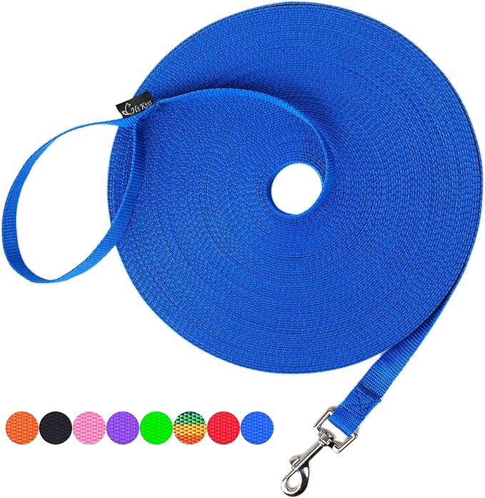 Hi Kiss Dog/Puppy Obedience Recall Training Agility Lead - 15ft 20ft 30ft 50ft 100ft Training Leash - Great for Training, Play, Camping, or Backyard Blue 50 Feet