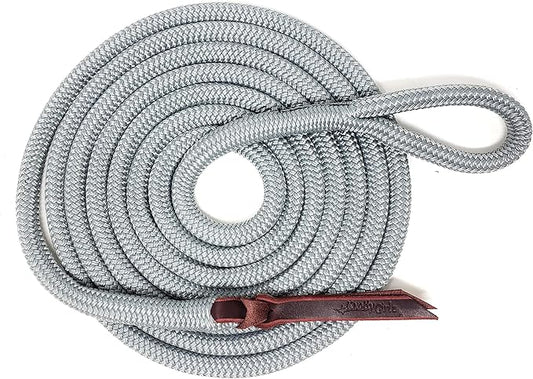 Double Braid Lead Rope with Eye Splice Loop, 12-14FT Lengths (Grey, 12 ft.)