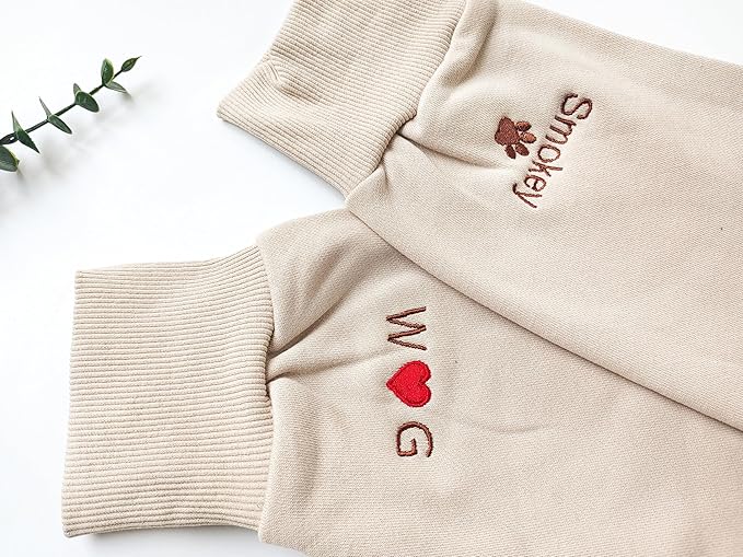 GODLOVER Custom Embroidered Dog Mom Sweatshirt and Hoodie, Line Art Dog Cat Image, Personalized Portrait Shirt, Custom Dogs Name On Sleeve, Dogs Mom Sweatshirts, Pet Lover Gifts, Sweatshirts For Women