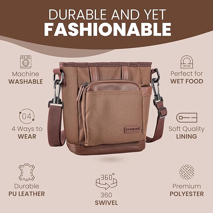BEAU&FUR Dog Treat Pouch with Clicker for Training - Hands-Free Dog Treat Bag with Magnetic Closure, Built-in Poop Bag Holder Pocket