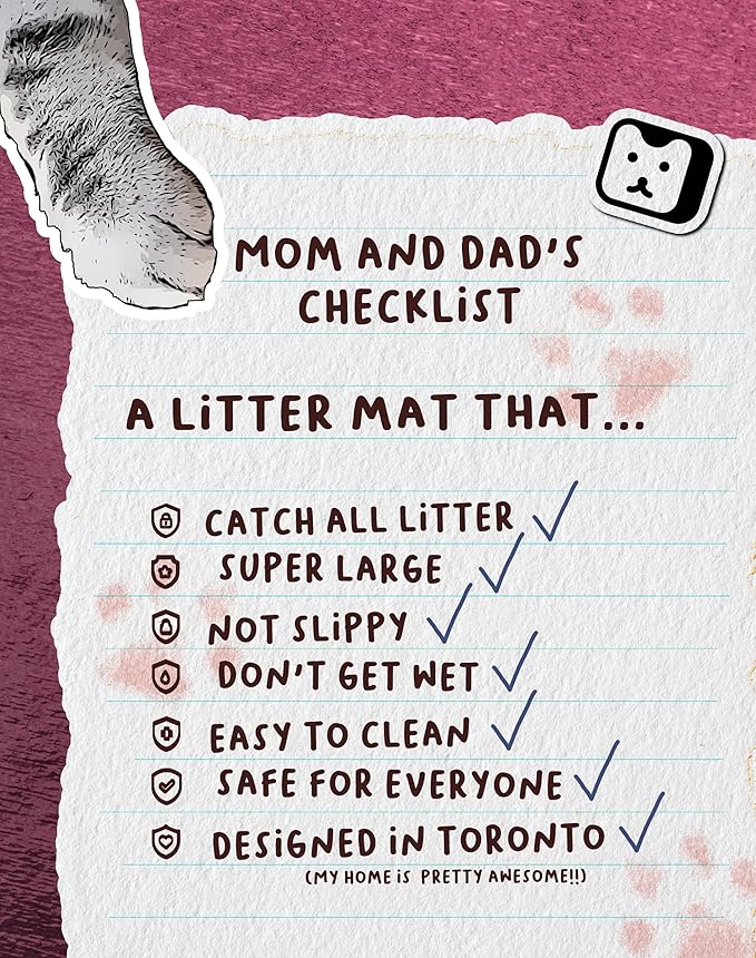 Lukamoo® Cute Cat Litter Mat (30’’x20’’), Large/L, for Kitty Litter & Cute Cat Litter Box