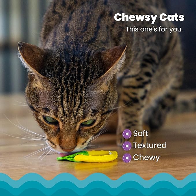 Catstages Dental Lemon Teether, Soft and Textured Cat Chew Toy, Catnip Oil Coating, Yellow