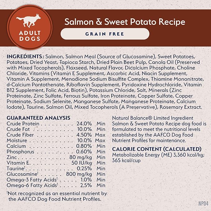 Natural Balance Limited Ingredient Grain Free Salmon & Sweet Potato Dry Dog Food, Sensitive Stomach, 24 lb (Pack of 1)