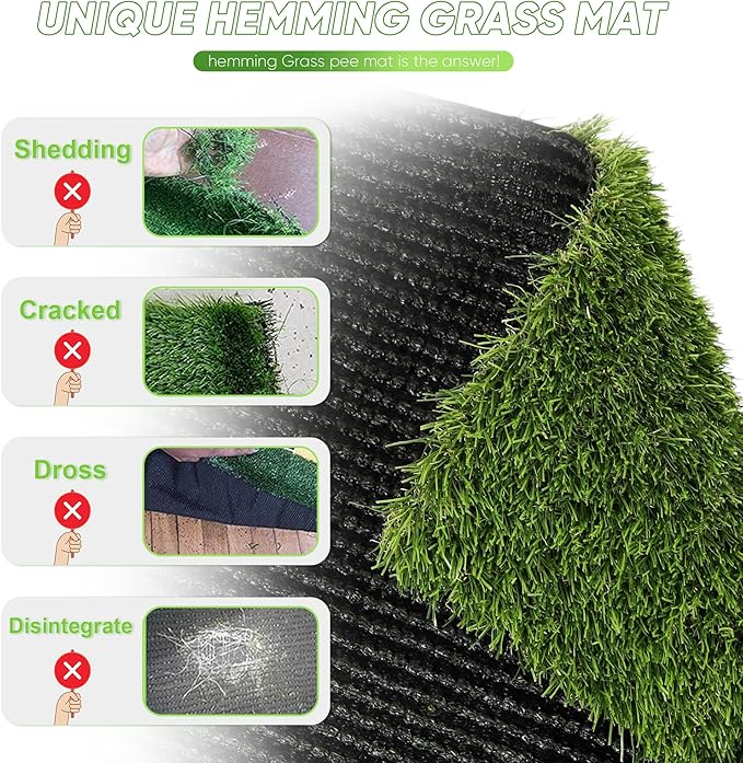 Dog Grass Pad with Tray: 2 Pack Grass Pee Pads for Dogs Potty for Puppy Training, 22"x18" Artificial Turf for Dogs with Collection Tray for Indoor /Outdoor /Patio /Balcony, Grey