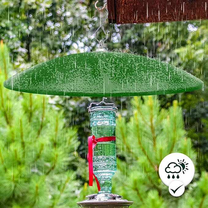 19" Extra Large Squirrel Baffle,Hummingbird Feeder Shade Dome Cover, Bird Feeder Rain Guard, Hanging Squirrel Proof for Shepherd's Hook Outdoors (Green) 2 Pack