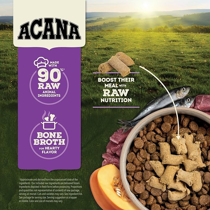 ACANA Grain-Free High Protein Freeze Dried Dog Food & Topper Free-Run Duck Recipe Morsels 8oz Bag