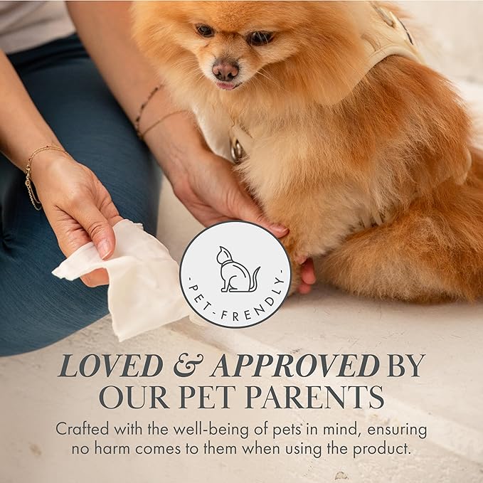 Nina Woof Dog Wipes – Fragrance-Free, Alcohol-Free, Hypoallergenic Pet Grooming Wipes with Aloe Vera, Biodegradable, for Dogs & Cats: Paws, Face, Ears & Butt – (70 Count)