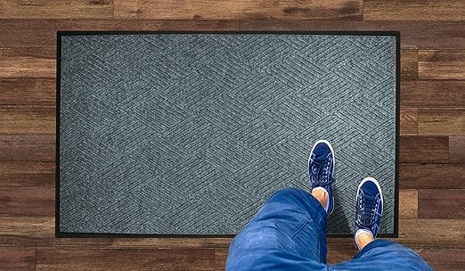 WaterHog Diamond | Commercial-Grade Entrance Mat with Rubber Border – Indoor/Outdoor and Quick Drying Door Mat (Bluestone, 6' x 8.4')