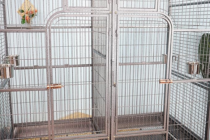 Double Cage with Center Divider for Bird Parrot Aviary W64xD32xH73 New
