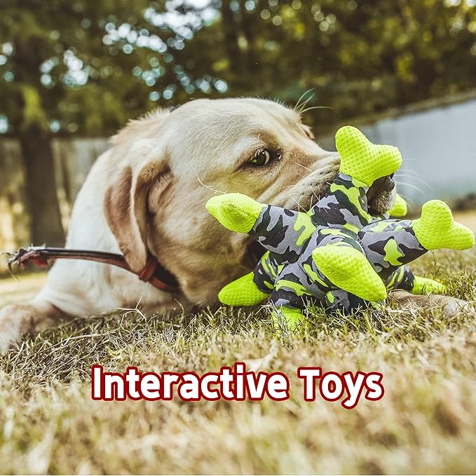 Dog Chew Squeaky Toys, Dog Teeth Cleaning Toy, Tug of War, Stuffed Jack Bone Toy with Squeakers, Interactive Toy for Small Medium Large Dogs,Blue