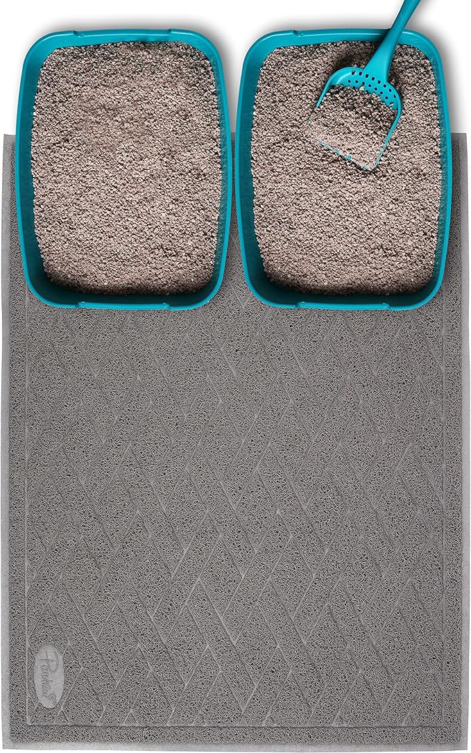 Pawkin Cat Litter Mat, Jumbo XX-Large, 4x3 Feet, Fits Two Litter Boxes or Extra Coverage for One Box, Gray